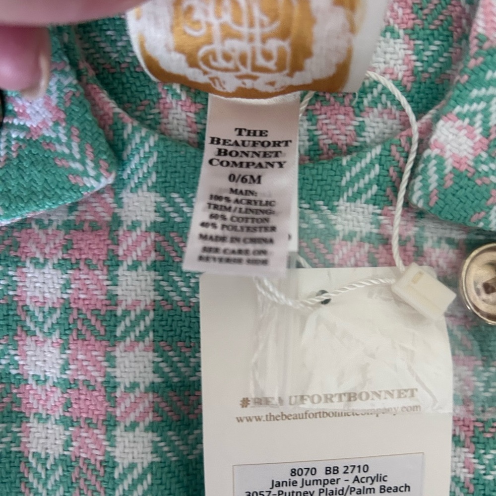 The Beaufort Bonnet Company Pink & Green Plaid Pinafore - Picture 3 of 3